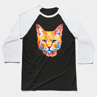 Geometric Cat No. 2: Dark Background (on a no fill background) Baseball T-Shirt